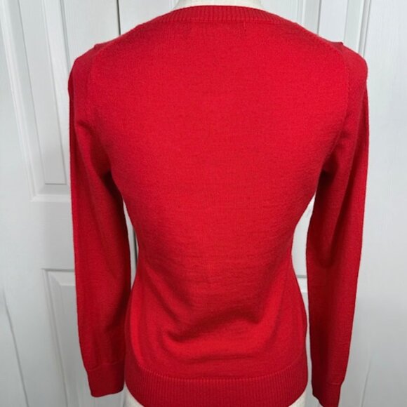 Fancy Red Cardigan with Fabric Florals and Crystal Detail - Picture 3 of 9